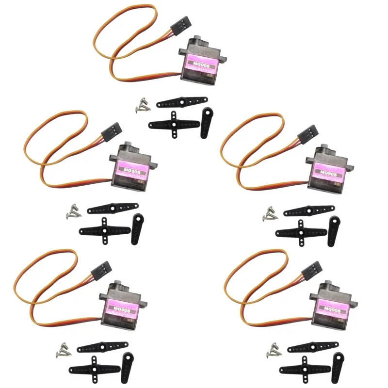Set of 5/10 MG90S 360° All-Metal Gear 9g Servos - Upgraded Version