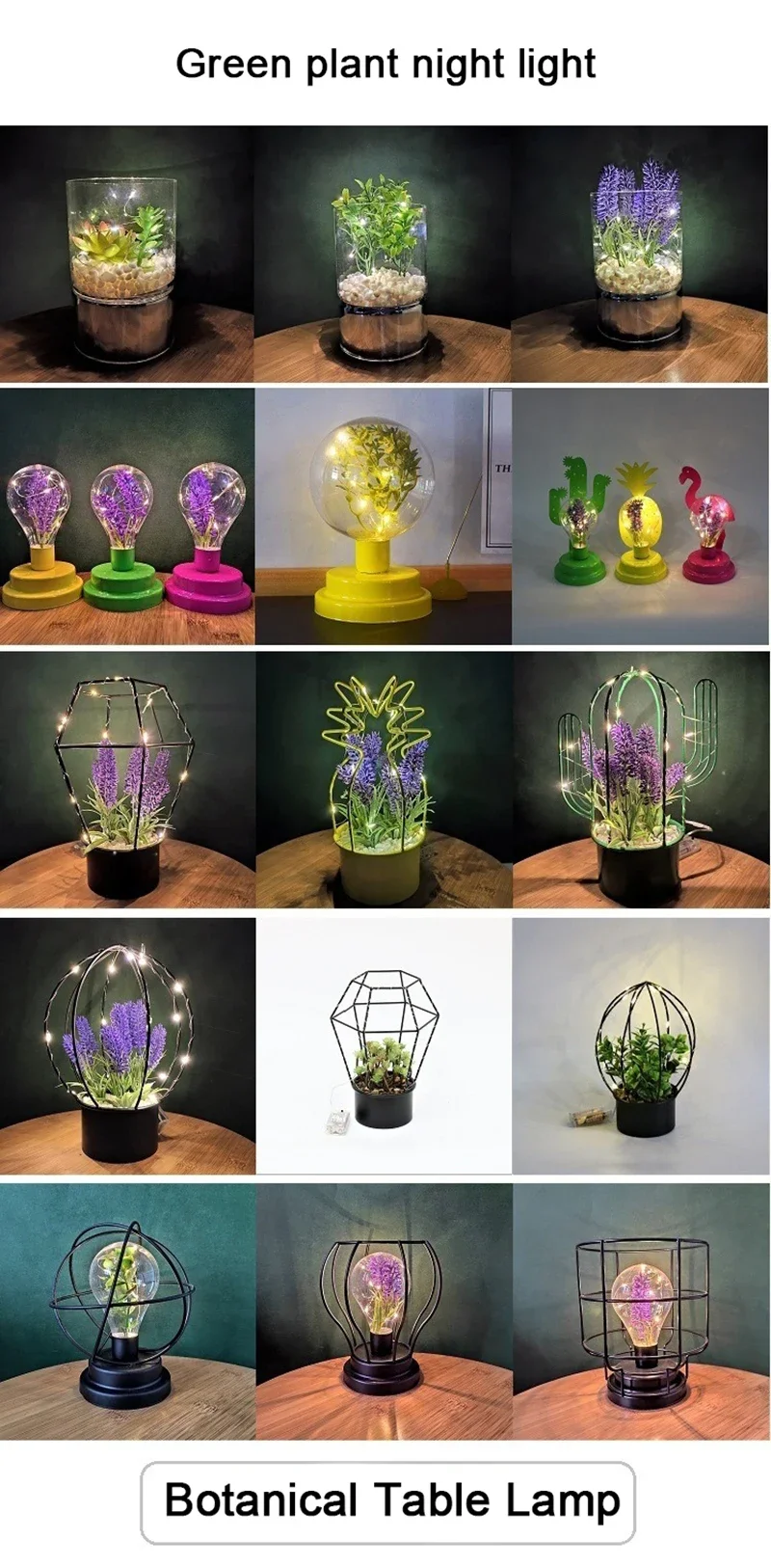 Description Picture 5 of itemLED Night Light Green Plant Copper Wire Lamp Battery Powered For Desktop Bedside Children Bedroom Home Decoration Nights Lights
