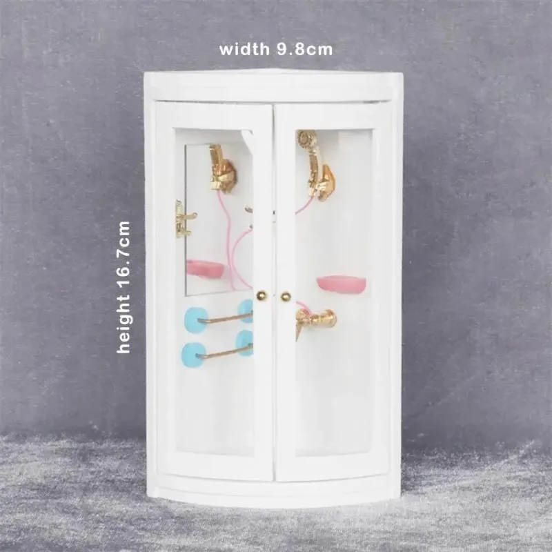 1:12 Dollhouse Mini Furniture Model Bathroom Micro Scene White Shower Room 5