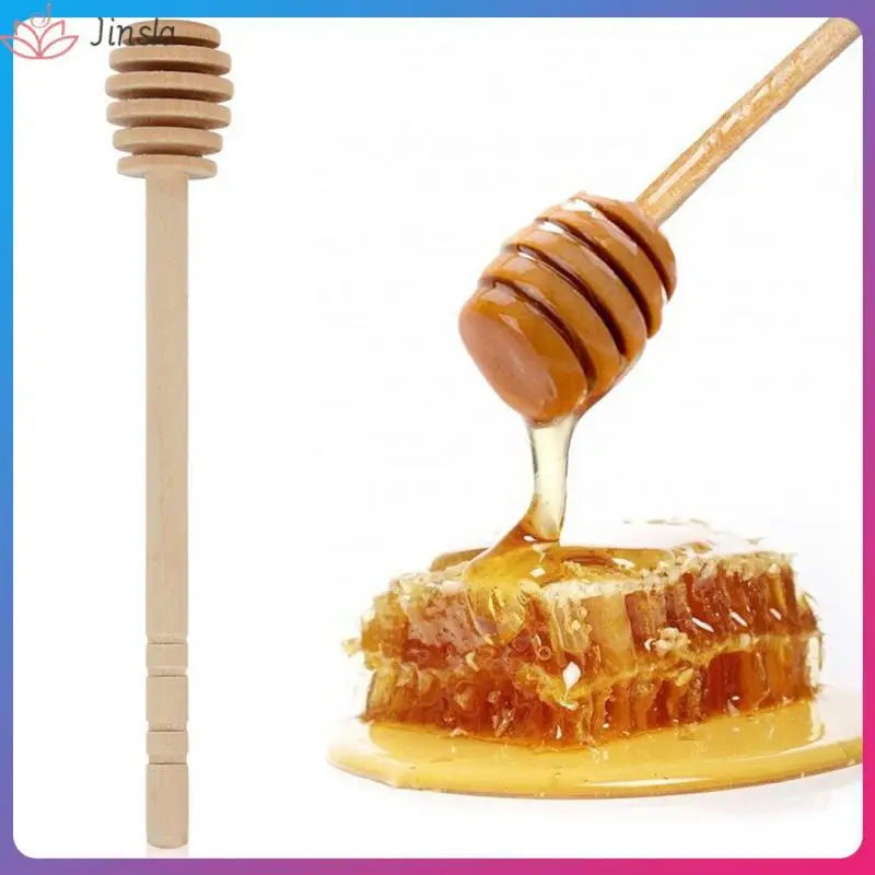 High Quality Honey Stir Bar Mixing Handle Jar Spoon Practical Wood Dipper Honey Long Stick Supplies Honey Kitchen Tools