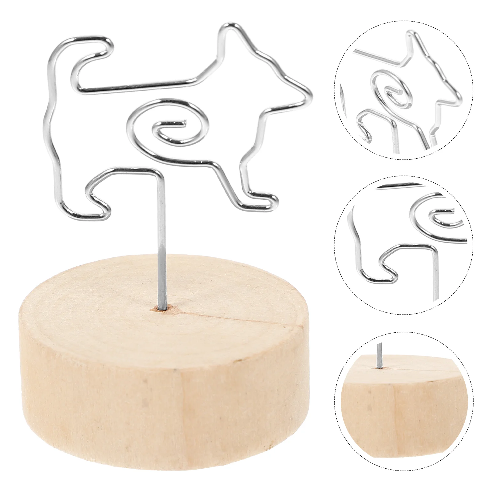 

Place Card Holders Dog Table Card Holders Picture Stand Wire Number Paperclips Wooden Base Desk Name Memo Business Card