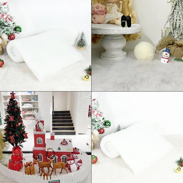 CJBIN Lot de 2 tapis de neige de Noël, tapis de neige artificiels