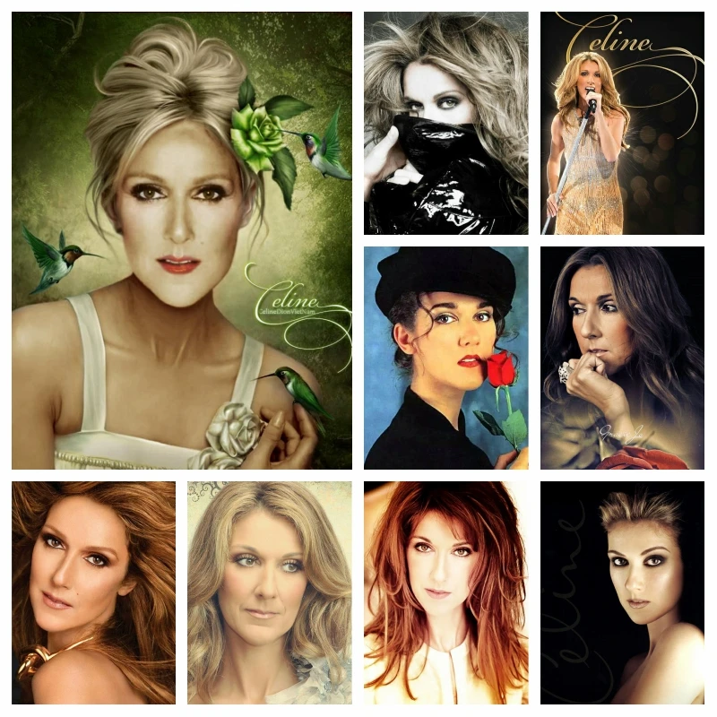Cantante Di Talento Celine Dion Pittura Diamante Ricamo Ritratto Pieno Quadrato Rotondo Trapani Punto Croce Regalo Fatto A Mano Decorazioni Per La Cas