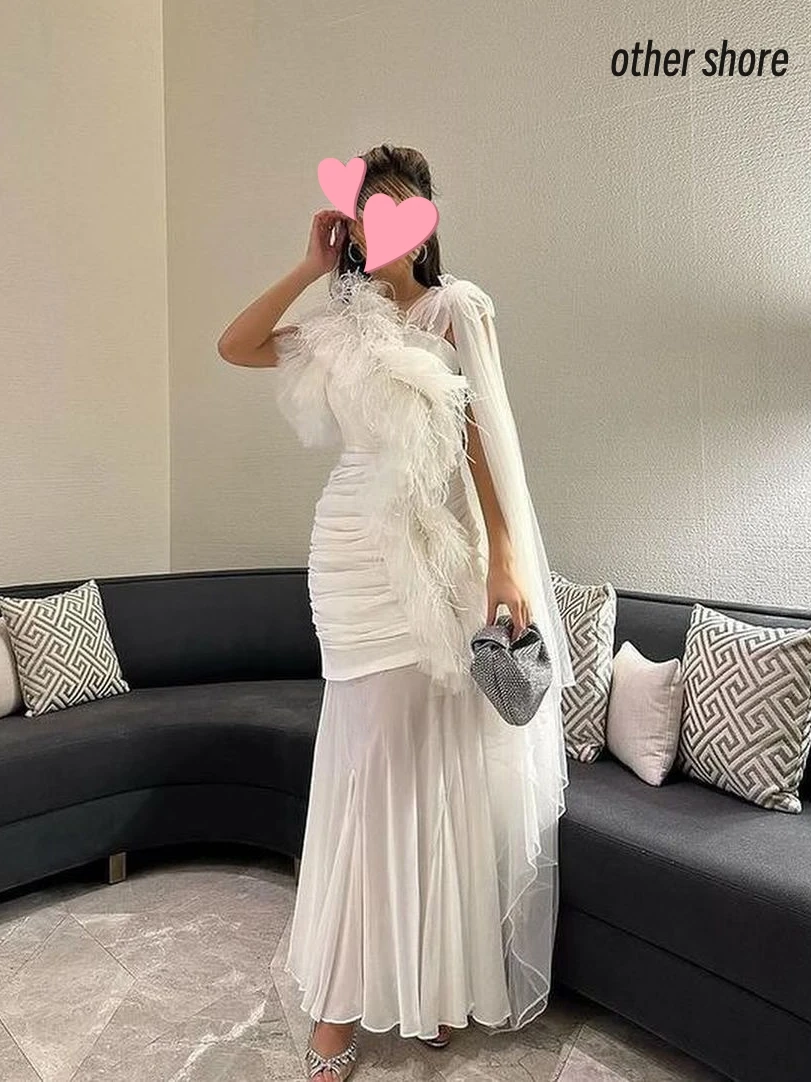 

Other Shore Elegant Vintage Sweet Sexy Mermaid Feathers Ruffle Customize Formal Occasion Prom Dress Evening Party Gowns