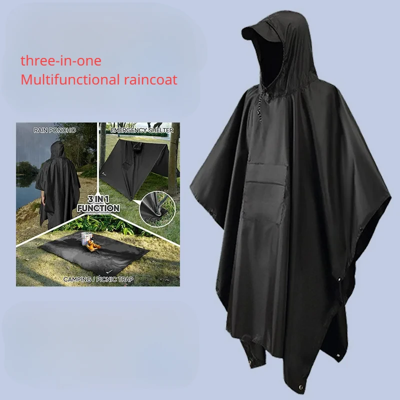Outdoor Hooded Rain Poncho for Adult with Pocket, Waterproof Lightweight Unisex Raincoat Jacket for Hiking Camping Emergency