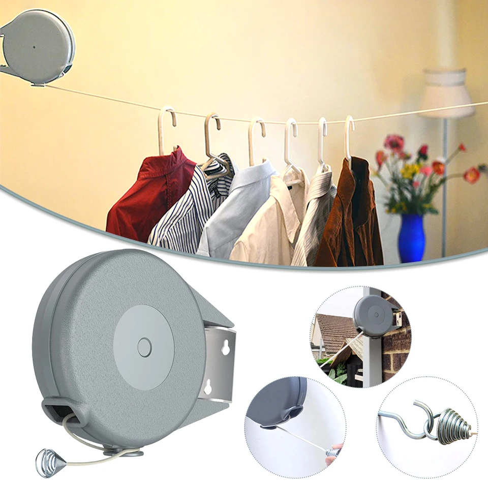 Wall Mounted Portable Clothes Line Indoor Wall Mounted Retractable