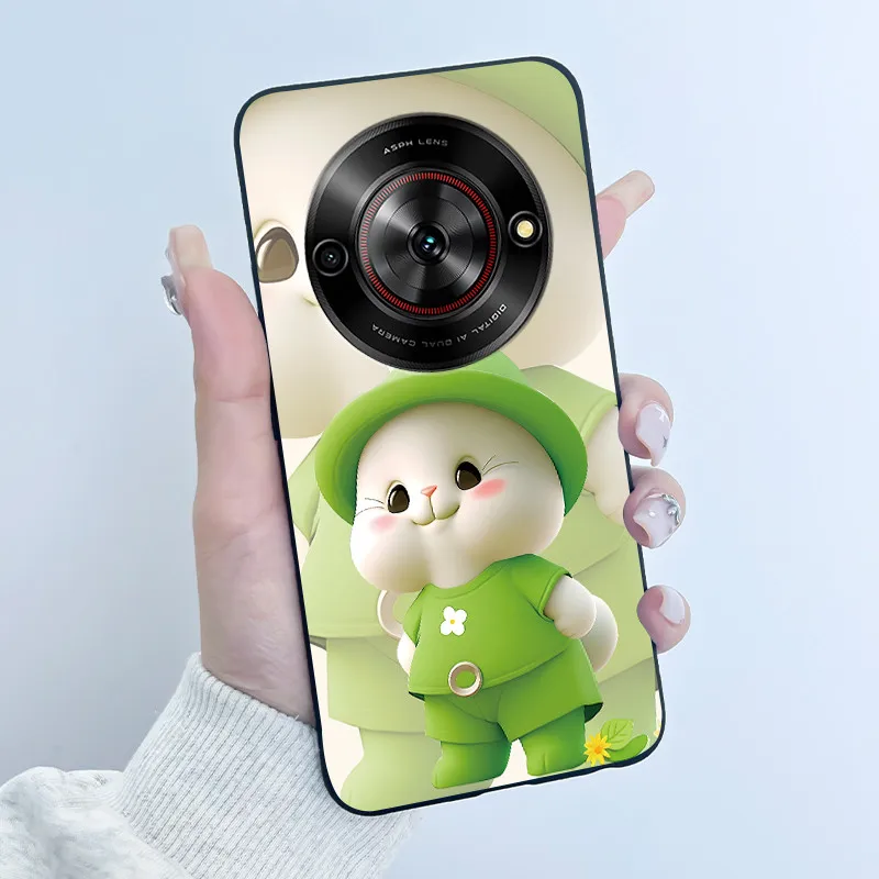 ZTE Blade A75 5G / Nubia Focus 5G / Nubia Calf 5G 케이스 귀여운 사랑스러운 토끼 재미있는 블랙 소프트 실리콘 보호 쉘 백 커버