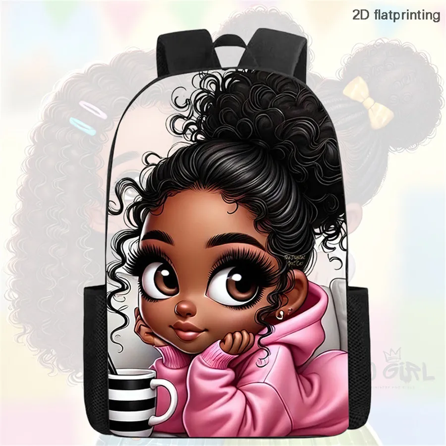 Children's Cartoon African Little Girl Backpack, Suitable For Boys And Girls, Durable, School Commuting Backpack 1