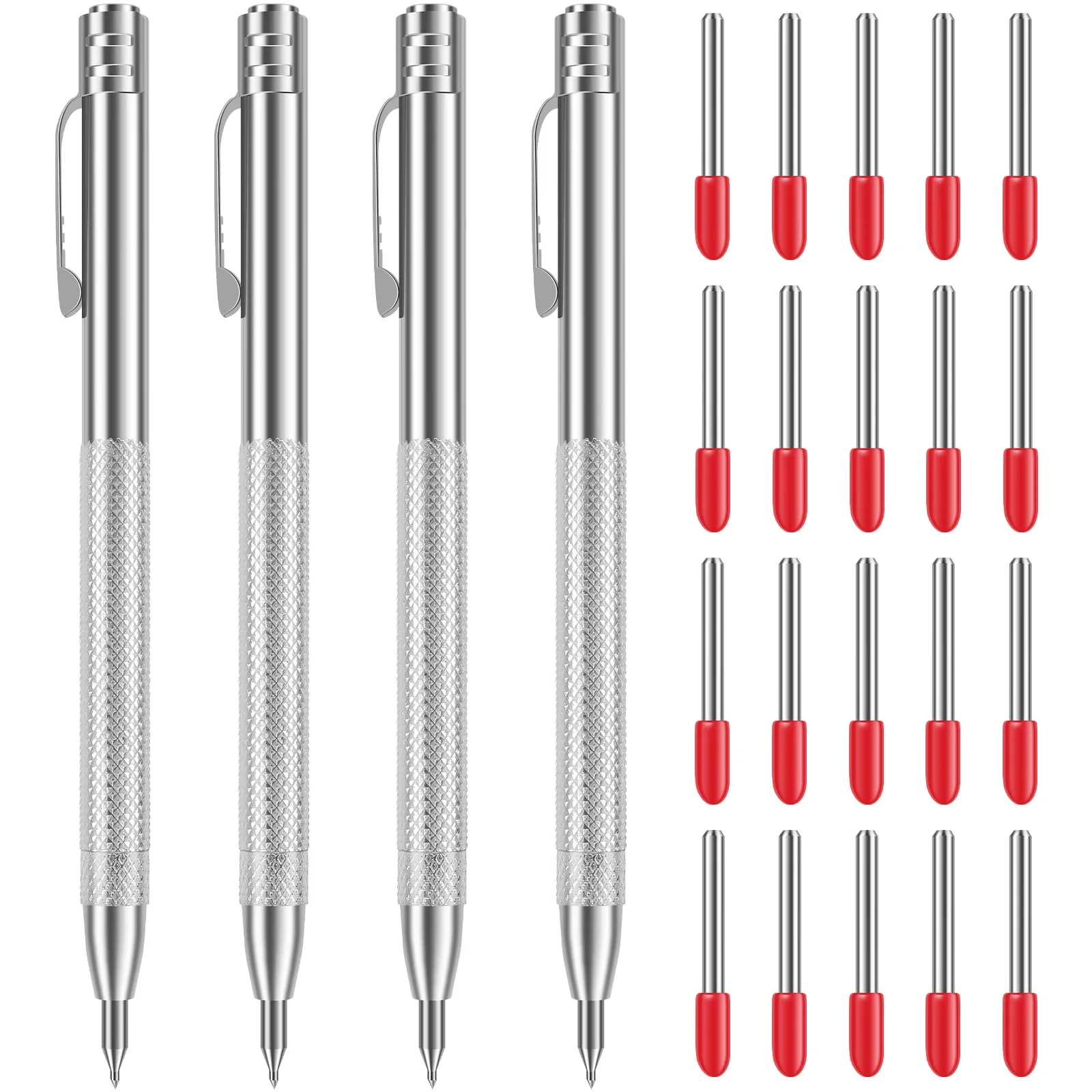 4Pcs Tungsten Carbide Tip Scriber with 20 Engraving Pen Marking Tip Scribing Pen For Glass Ceramic Metal Marking Hand Tools