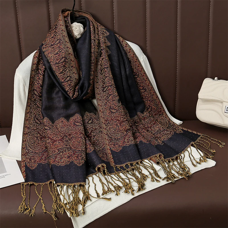 Tassel Blanket Design Thick Pashmina New Winter Warm Shawl