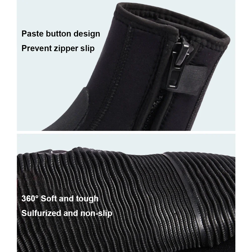 Dive Boots 5mm Neoprene Wetsuit Boots with Side Zipper for Men Women Snorkeling Scuba Diving Summer Water Sports Accessories
