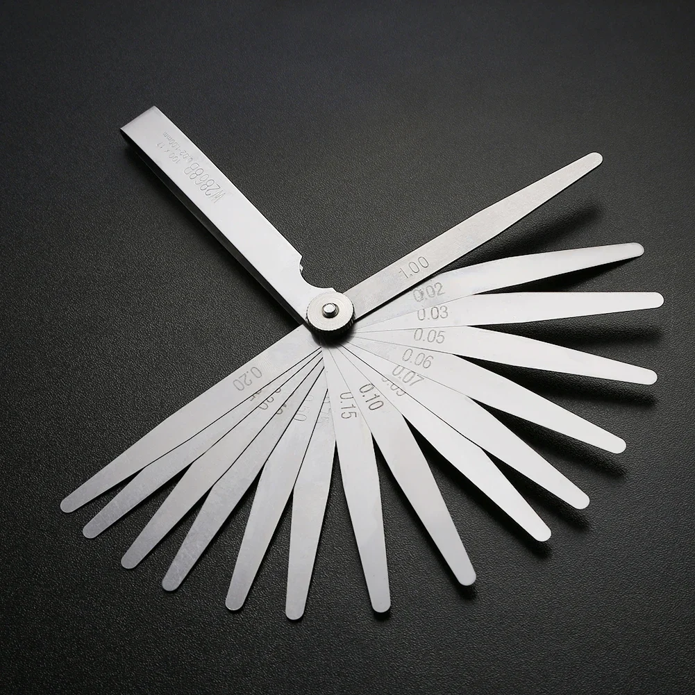 17 Blades Feeler Gauge Stainless Steel Gap Filler 0.02-1.0mm Thickness for Measurement Tool High-Precision