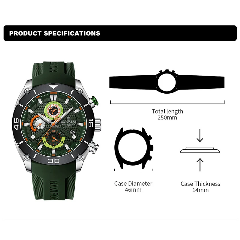 NAVIFORCE Orologio da polso da uomo, alla moda, sportivo