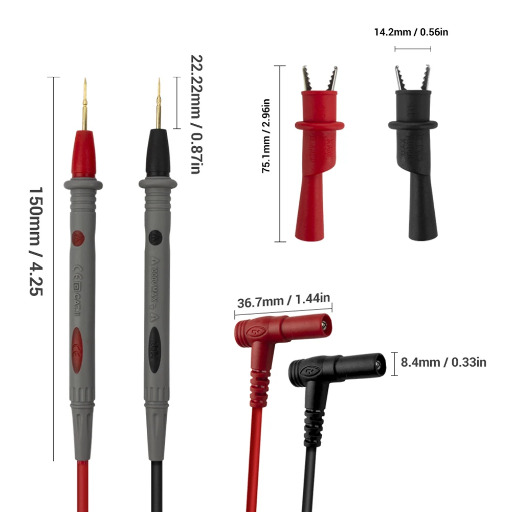 Probe Wire 1000V 20A Multimeter Lead Ammeter test Cord Meter test Pen+2pcs Clips Household Electricity Accessories