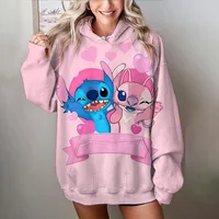 Disney Stitch print Cartoon Hooded Sweater Jacket Clothes Hoodie Oversize Design Feeling Loose and Comfortable 2