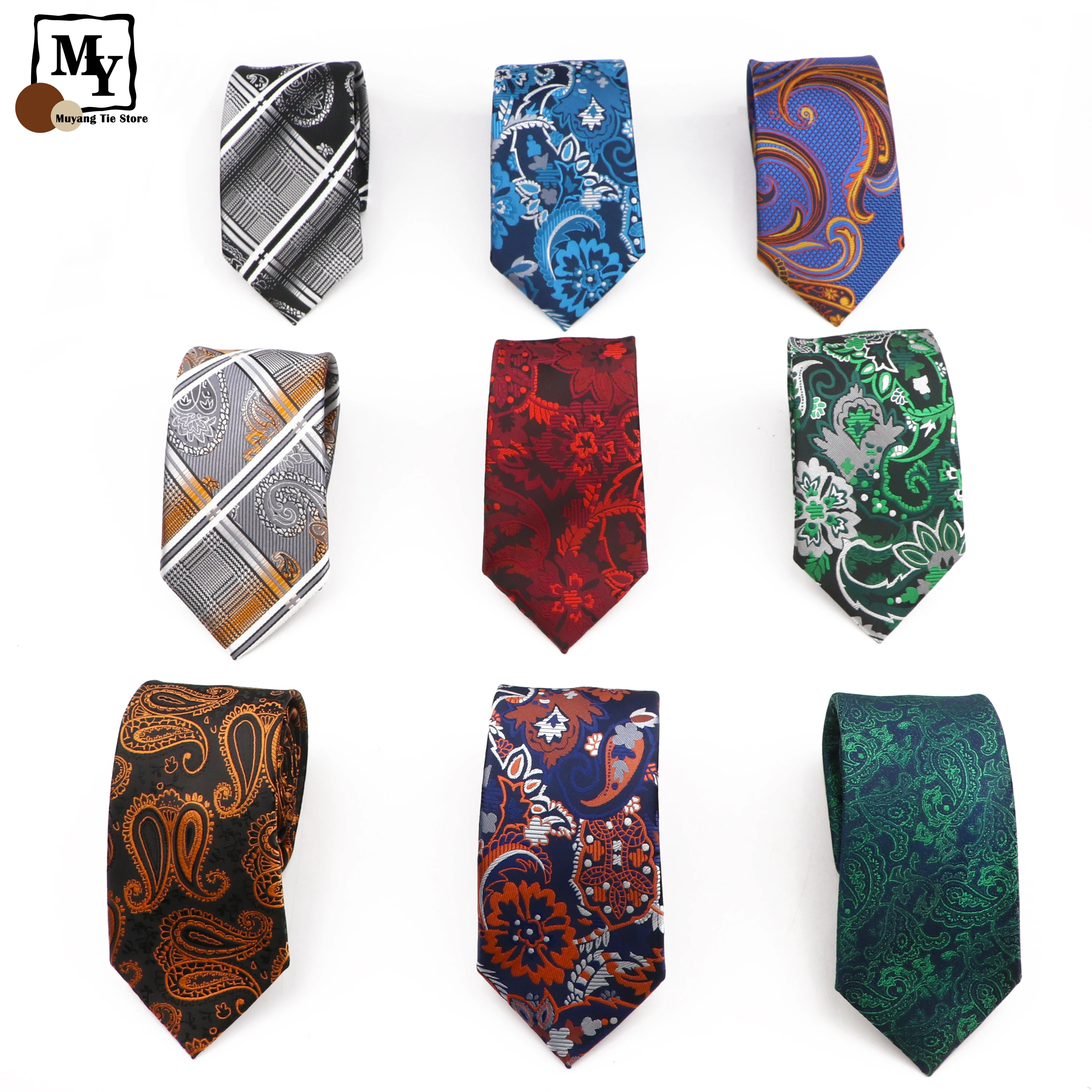 Fashionable Men 7CM Polyester Tie Red Green Blue Retro Paisley Cravats Wedding Tuxedo Accessories