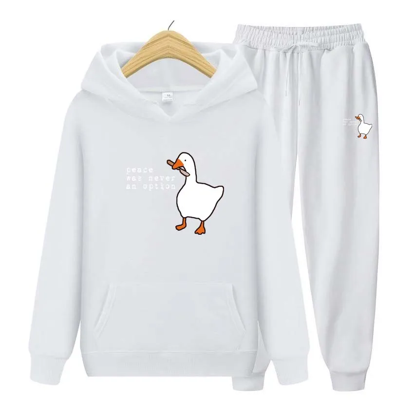 

Autumn Winter Hoodies+Pants Two Piece Set Printing Men Womens Hoodies Tracksuits Jogger Pants thick Warm Clothes Men