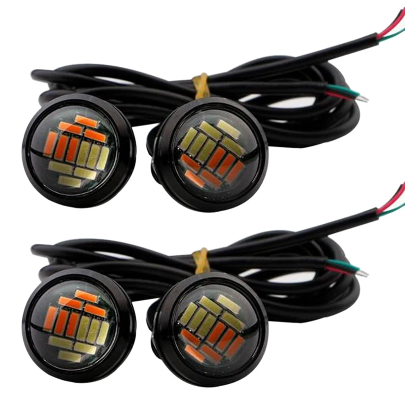 4 Pz Auto 12V 23Mm Doppio Colore Switchback 4014 12 Led Drl Eagle Eye Daytime