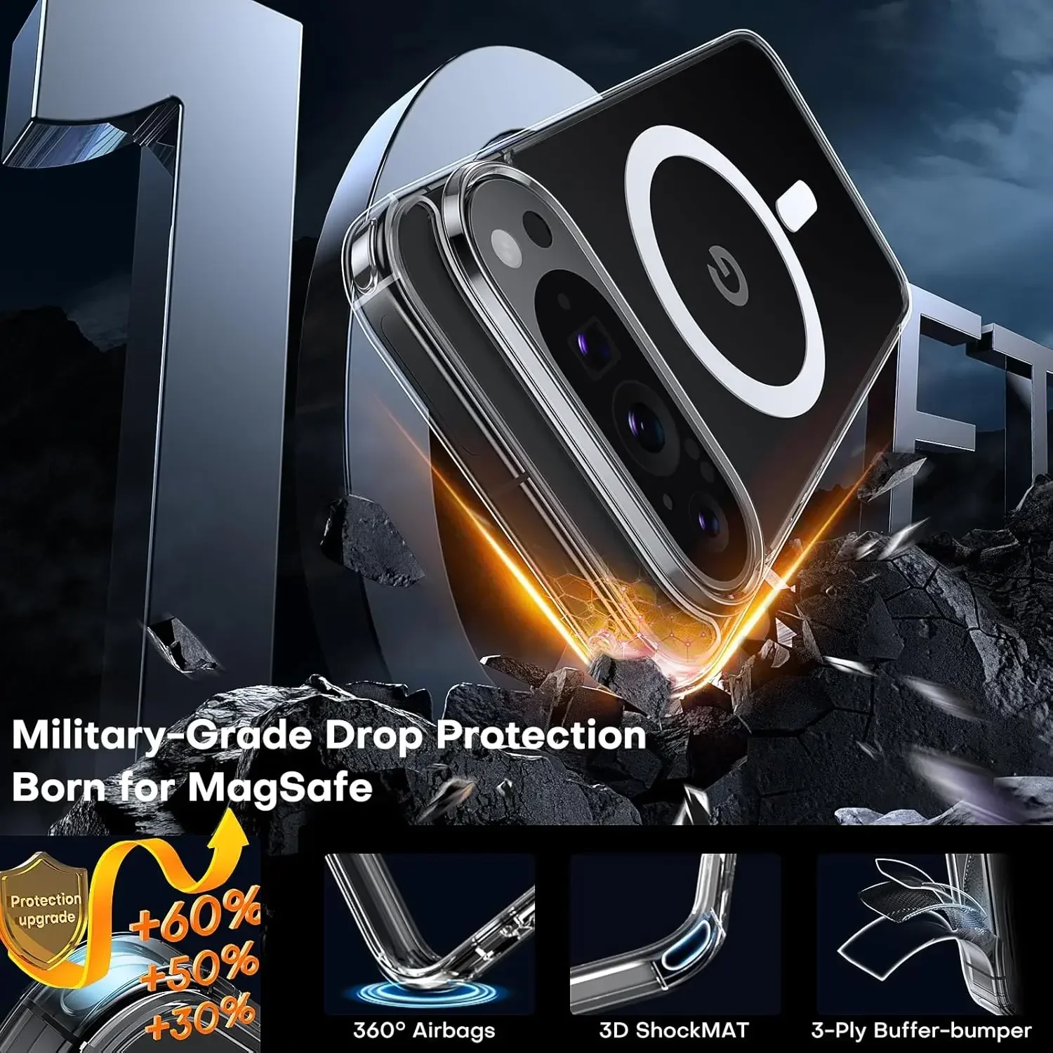 Enhanced Clear Shockproof Magnetic Wireless Charging Case