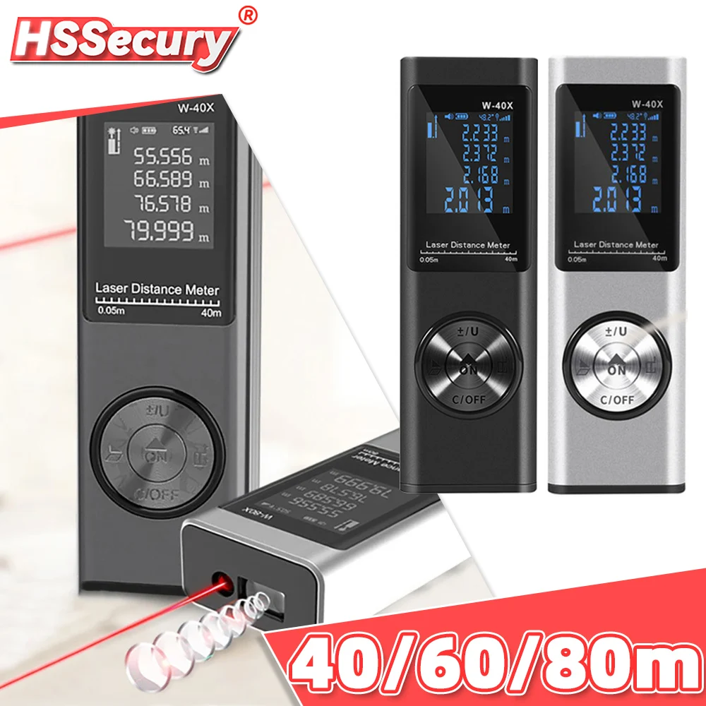 

40/60/80m Rangefinder Laser IP5 Waterproof Portable Measure with USB Charger Digital Precision Range Finder Distance Meter Laser