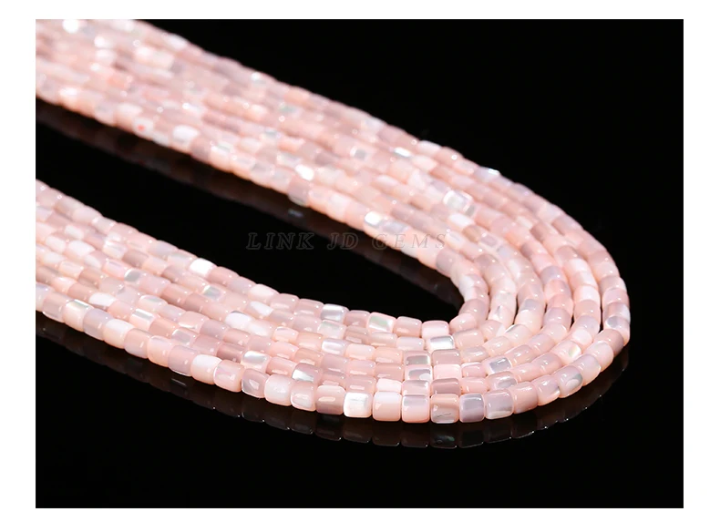 3–4 mm gefärbte, rosafarbene Muschelperlen in zylindrischer Form, kleine Perlmuttperlen für die Schmuckherstellung, DIY-Halskette, Armband, Zubehör – Detail 8