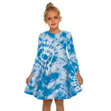 

Summer 3D Print Dyeing Dress Girls Music Color Dress White Girl color Dress Irregular Tutu 2-17Y Pink Children Leisure Dresses