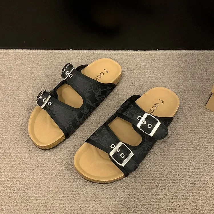 

Женские шлепанцы 2024, летние шлепанцы на мягкой подошве с пряжкой, женская пляжная повседневная обувь, стандартная и удобная женская обувь