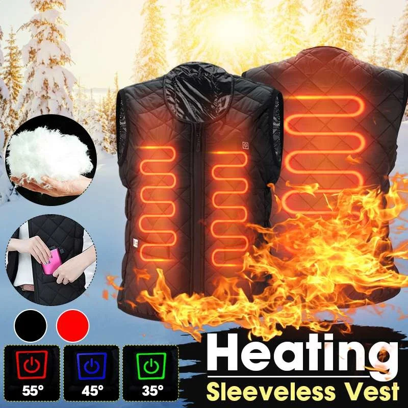

USB Thermal Electric Heated Vest Women Winter Heated Jacket Outdoor Camping Hiking Clothing Tactical Vest Infrad Battery Jacket
