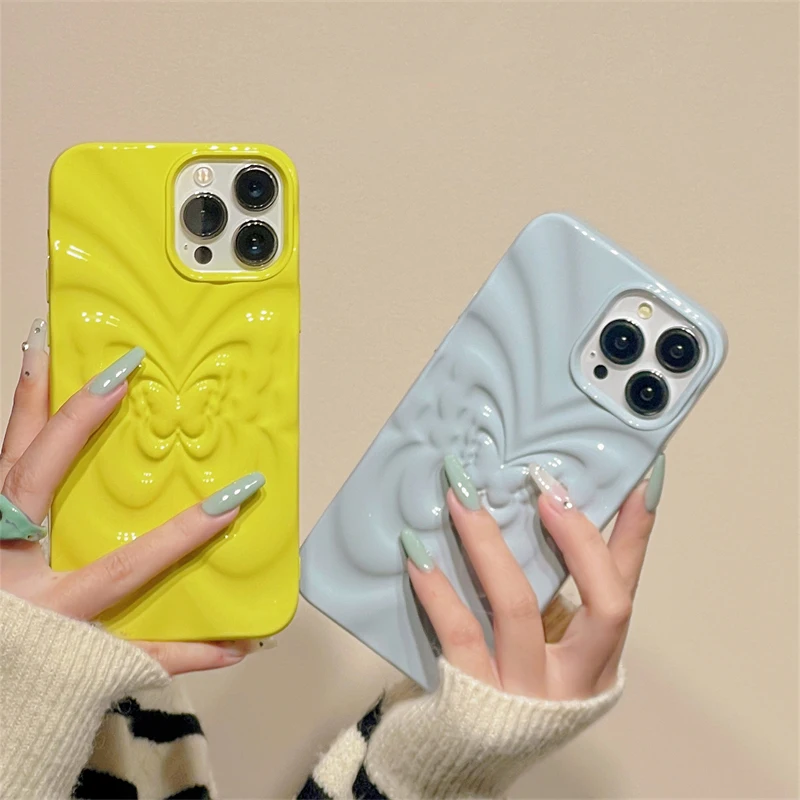 Plating 3D Butterfly Bumpy Texture Case for iPhone