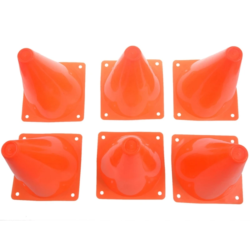 Soccer Training Cones 7-Inch Plastic Traffic Cones (6-Pack) Multi-Purpose Cone Physical Education Sports Training Gear Soccer Training Traffic Cones