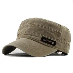 Men's Washable Cotton Flat Top Sunproof Cap for Spring, Summer, and Autumn (Khaki)