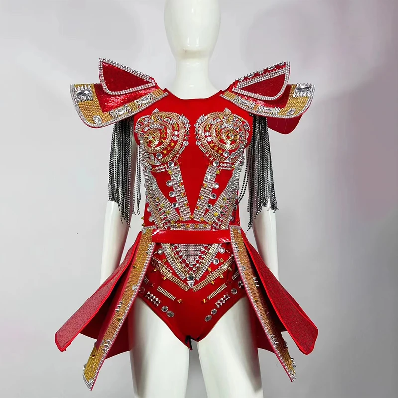 

New Luxury Women Crystals Stones Bodysuit Nightclub Singer Dance Stage Outfit Show Armor Style Bar Party Costumes