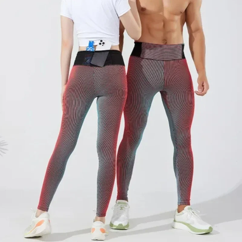 Sport Jogging Trousers Men Women Marathon Trail Running Training Compression Pants Quick Dry Tights Sports Leggings Fitness Male Waist Belt Bag Pocket