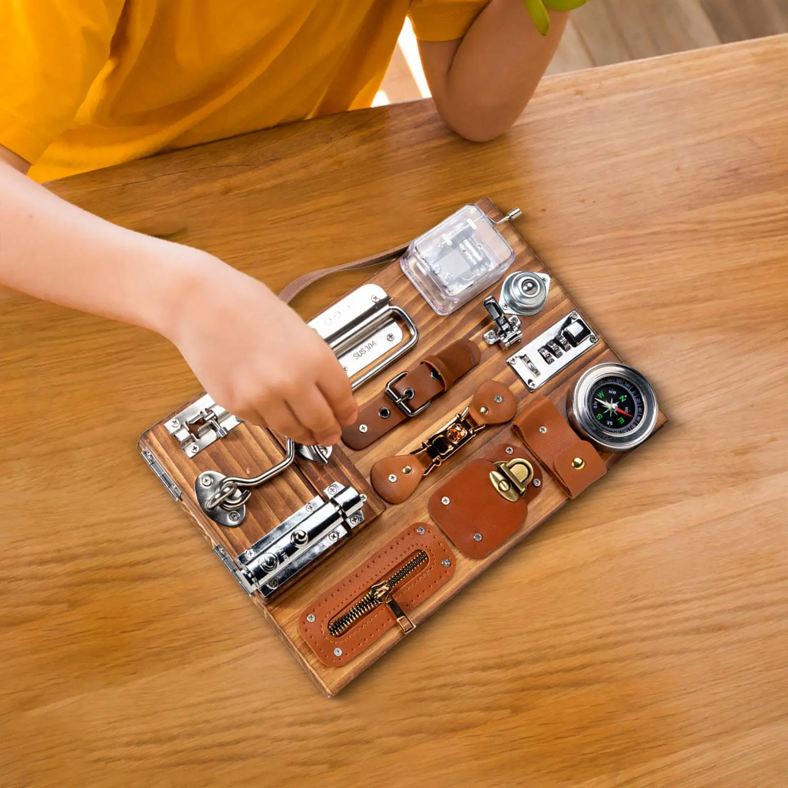 

Montessori Busy Board Enlightenment Toy, Sensory Toys with Zip Belt Buckle latches, Early Education Toys for Boys Girls Gift