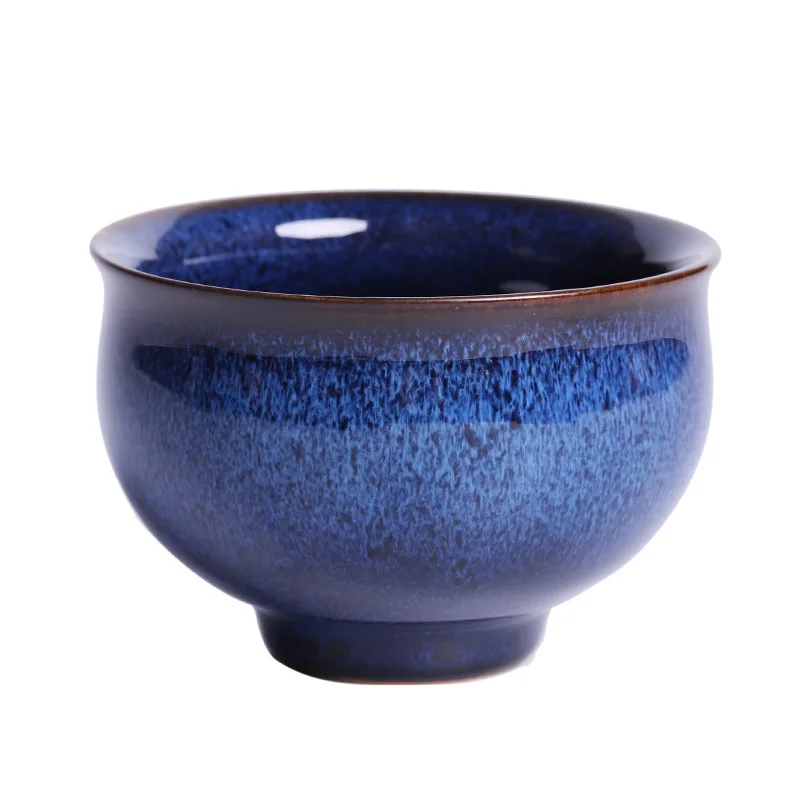 Jun Kiln Tea Cup Master Cup Large Kiln Change Blue Single Bucket Hat Kung Fu Tea Self Use Cups Friend Gift
