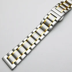 Sleek Silver Stainless Steel Quick Release Curved End Watch Band Bracelet for 20mm (Silver Gold)