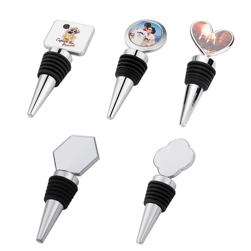 60pcs/lot 32*90mm Sublimation Blanks Custom Alloy Metal Wine Bottle Stopper For Hotel Home Bar Use