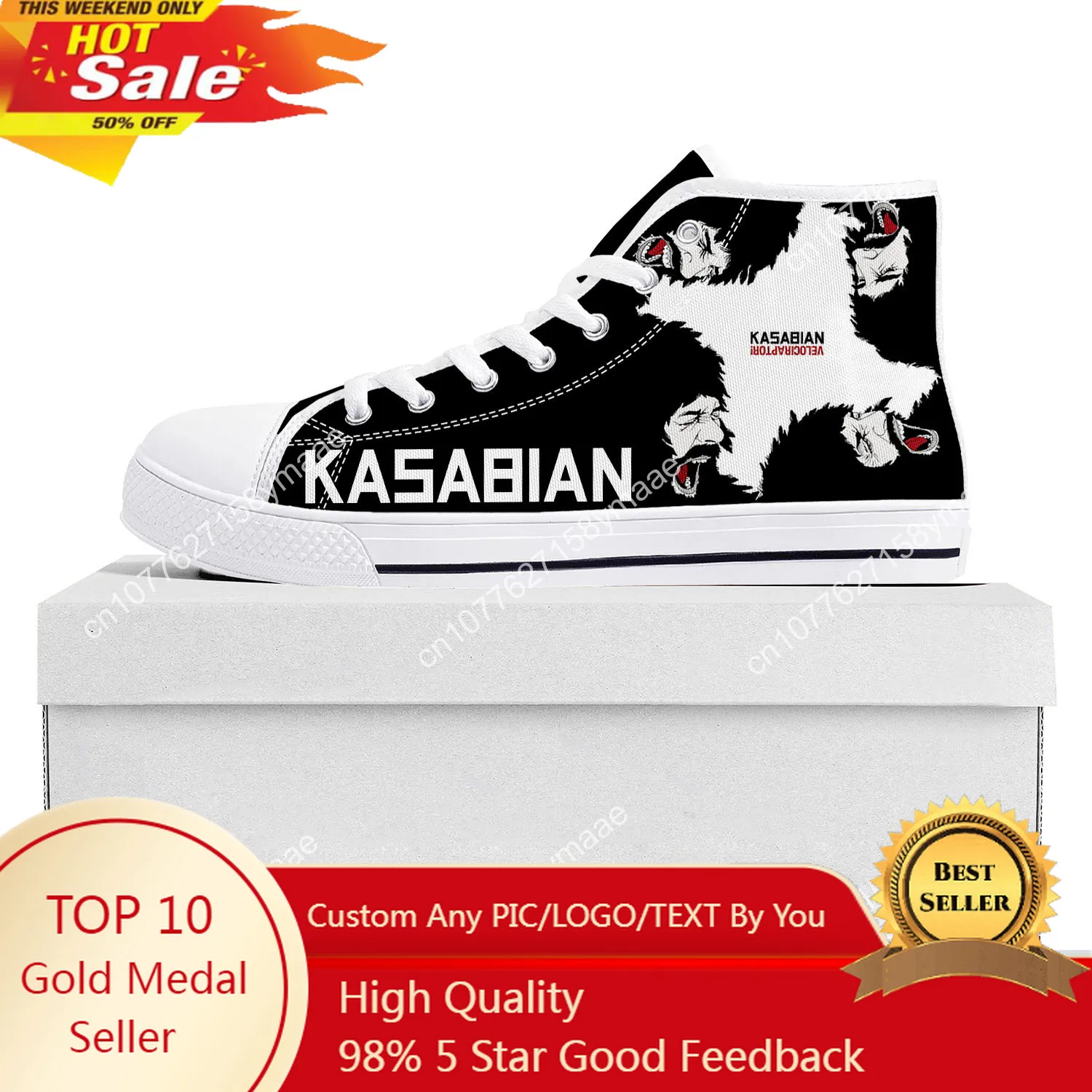 Kasabian Rock Band High Top Sneakers Mens Womens Teenager Canvas High Quality Sneaker Casual Custom Made Shoes Customize Shoe
