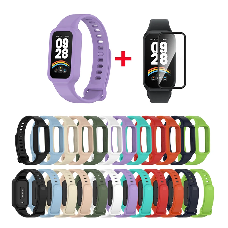 Dual-Pack: Silicone Strap + Full-Cover Screen Protector