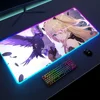 1pc Fischl Genshin Impact XXL RGB Gaming Mouse Pads HD Black Gamer Accessories Large LED 1