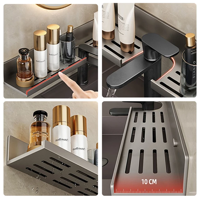 Bathroom Shelf Kitchen Storage Organizer Aluminum Alloy Shampoo Rack Shower  Shelf Bathroom Accessories No Drill Shelf - AliExpress