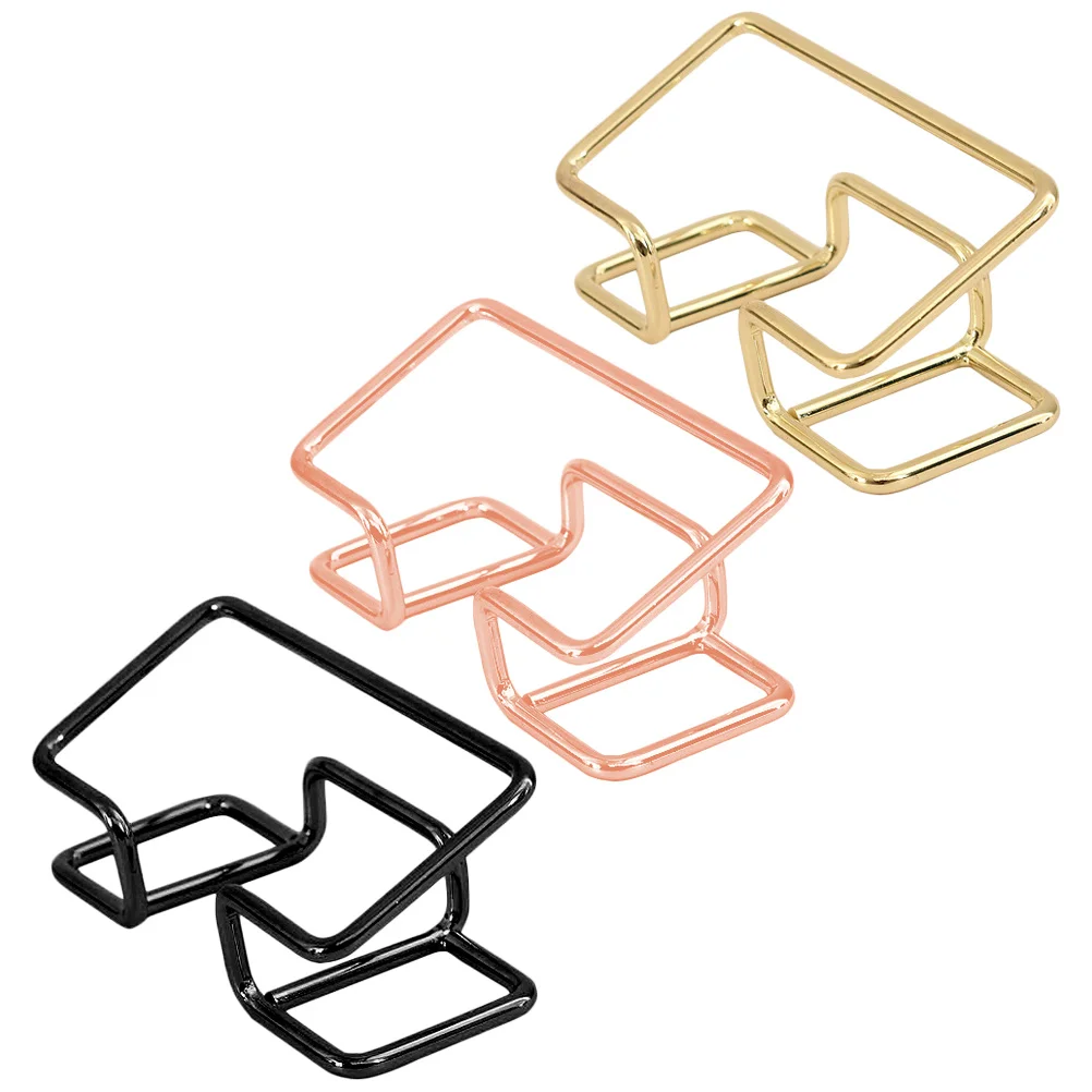 

3 Pcs Iron Business Card Holder Gift Display Stand Desktop Cards Organizer Office Supply Stands