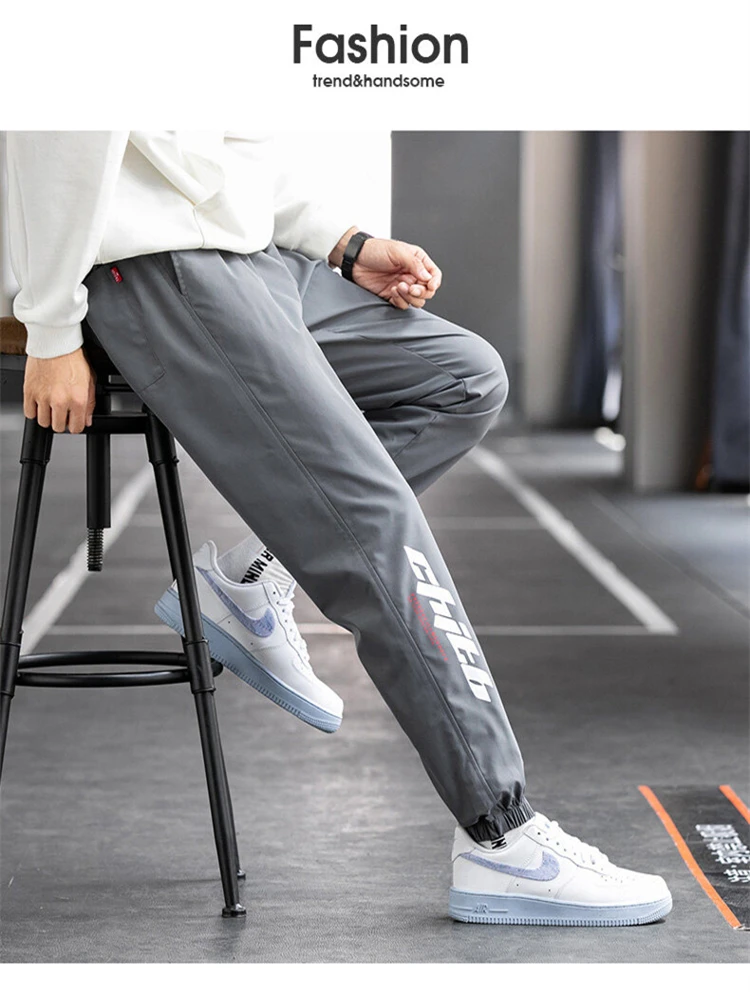 Fat plus size leggings cropped pants for men's spring and autumn trendy casual pants, Korean and Japanese cropped pants
