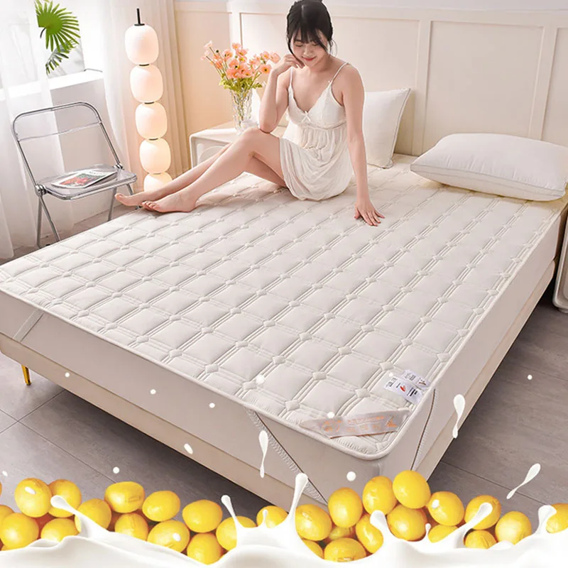 Soybean Raw Cotton Pad Household Soft Cushion Dir-Proof Protective Thick Padded Mattress Topper For Daily Home Bedroom Supplies