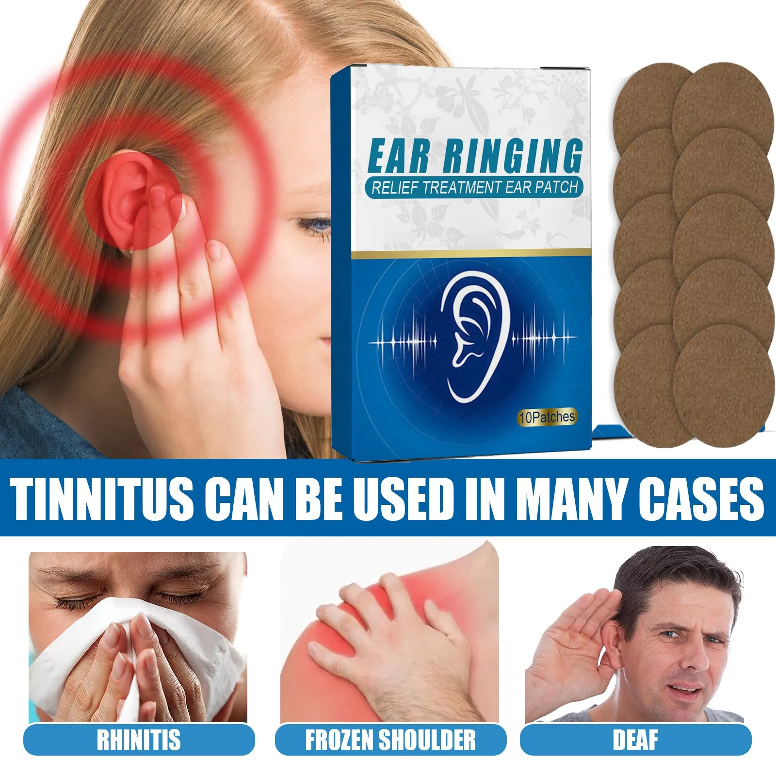 Ear Pain Relief Stickers Natural Hearing Nerves Acupressure Patch Herbal Extract Ears Health Patches Ear Care Products