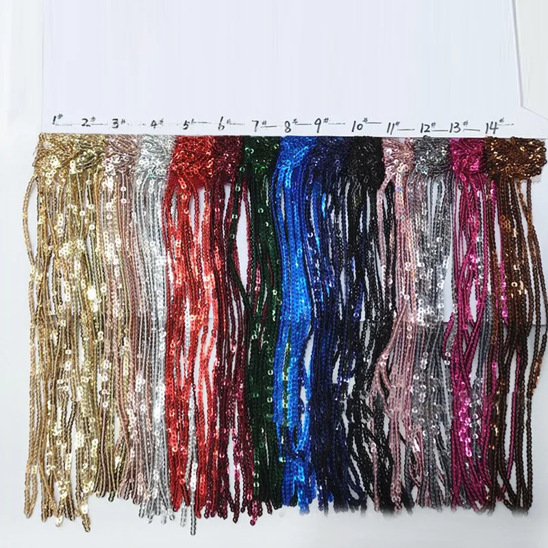 10Size Length 20cmSequined Fringe Tassel Small Leaf Colorful Sequins Stage Lace Dress Decoration Accessories