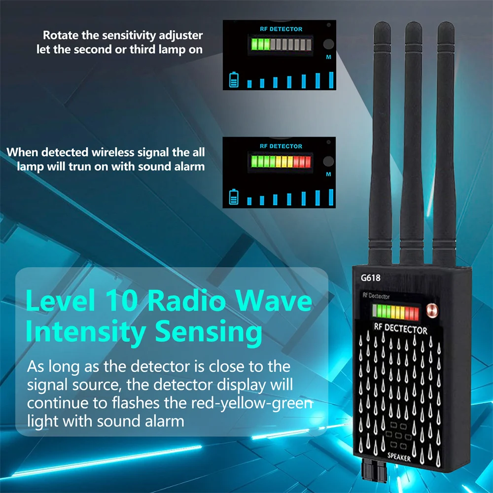 Professional Wireless RF Signal Detect Anti Spy Detector Camera GPS Tracker Lens GSM Audio Bug Wifi Finder Hidden Camera Scanner