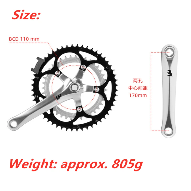 Road Bike Compact Double Chainset Shimano Claris FC-R2000 Speed