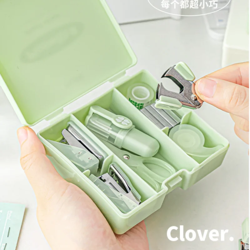8 개/대 학습 도구 클로버 모양 미니 홀 펀처 사무실 학교 DIY 공예 스크랩북 용품을위한 휴대용 종이 펀치
