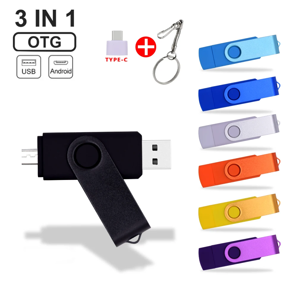 USB Flash Drive Flash Drive High Speed Pendrives OTG USB 2.0 PC&Smartphone 8GB 16GB 32GB 64GB Metal Customize Memory Stick 10pcs Free